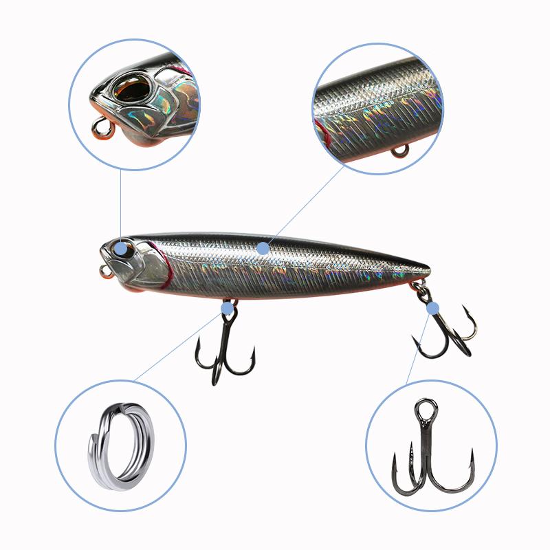 Lutac Fishing Lures 110 mm 21g Hard Lure Pencil Stick Bait with 3D Eyes and Treble Hooks