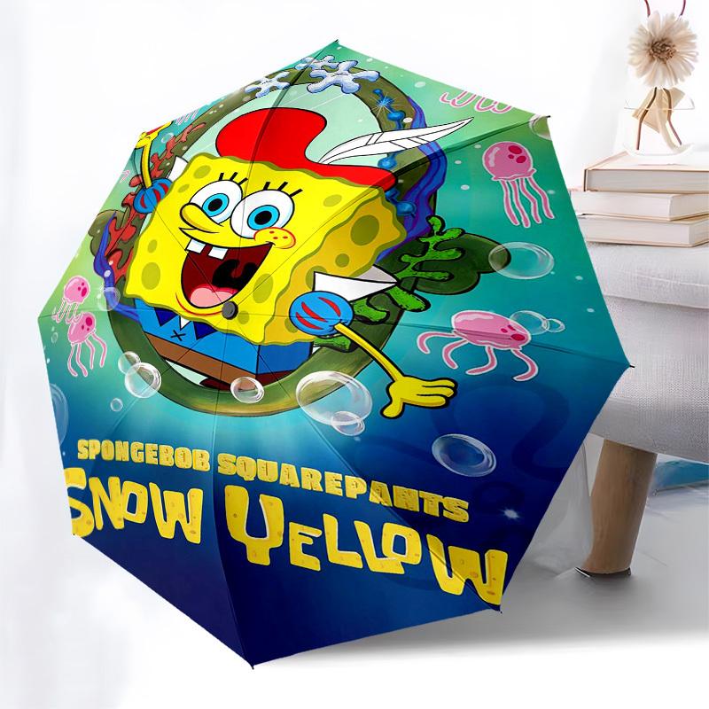 1pc SpongeBob SquarePants Snow Yellow Umbrella with Plastic Handle,Suitable for All Seasons Home Travel Outdoor UmbrellaFP062