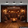 2D plane western cowboy-themed bar background fabric creating a retro western atmosphere made of polyester material