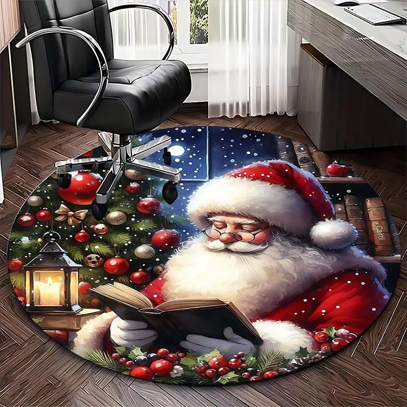 1pc Christmas Santa Claus Chair Mat - Anime Cartoon Design, Non-Slip Carpet for Office Chair, Festive Gift, Seasonal Decor, Living Room, Bedroom, Game