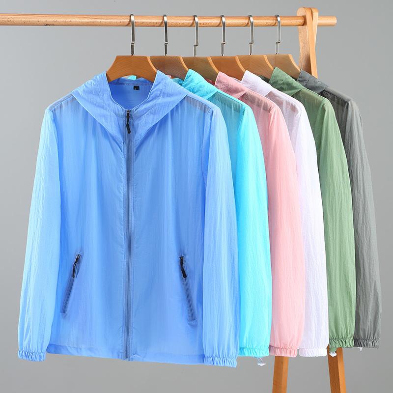 Fashion Sunscreen Clothes Summer for Men Casual Upf 50 Thin Hooded Couple's Plus Size Summer Jackets