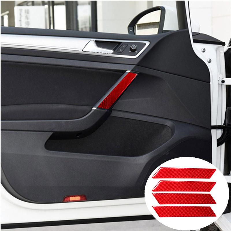 Защитное украшение салона автомобиля, красная наклейка из углеродного волокна для Volkswagen VW Golf 7 GTI MK7 2014-Стайлинг