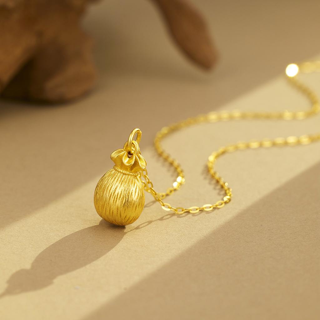 925 стерлингового серебра старинный мешок денег ожерелье позолоченный циркон, чтобы прийти к удаче сумка удачи ключица цепочка мода