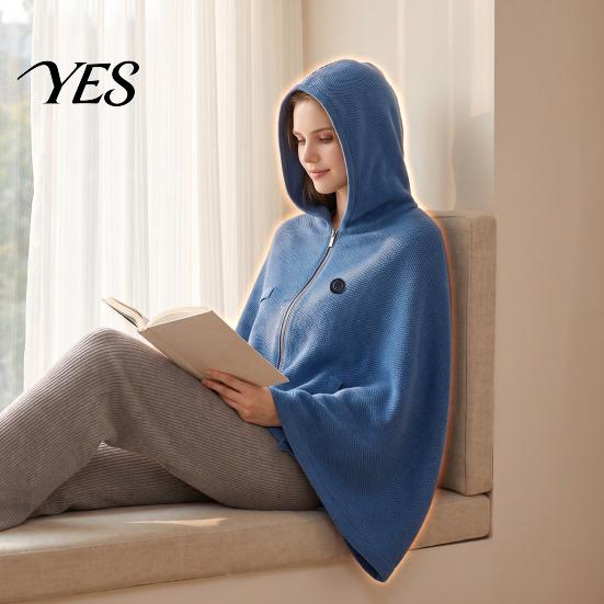 Electric Heated Shawl USB Wrap for Women, Wearable Blanket with 3 Couch Heat Settings, Fast Heating Hooded Cape Home Office Travel Use