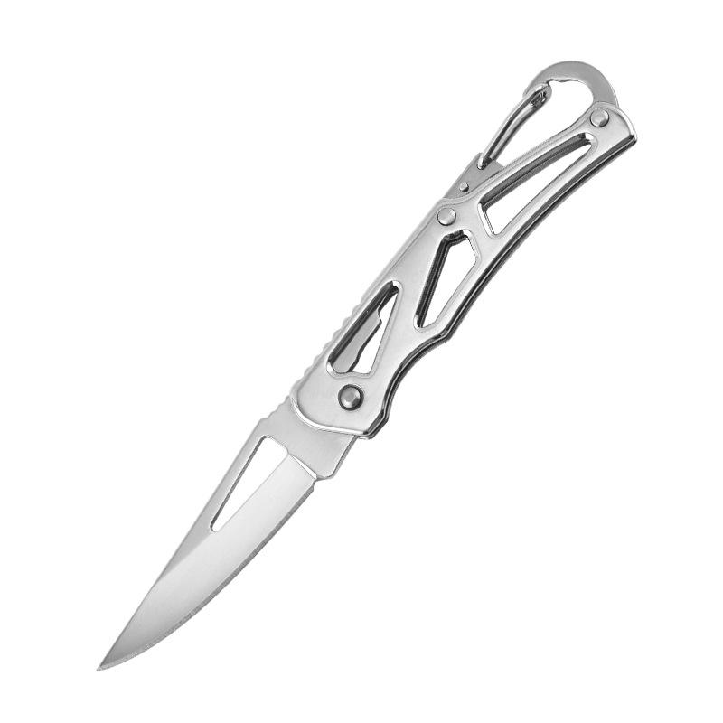 Folding Fruit Knife Stainless Steel Pocket Knife with Keychain Fruit Slicing Knives with Non-slip Handle Household Small Knife