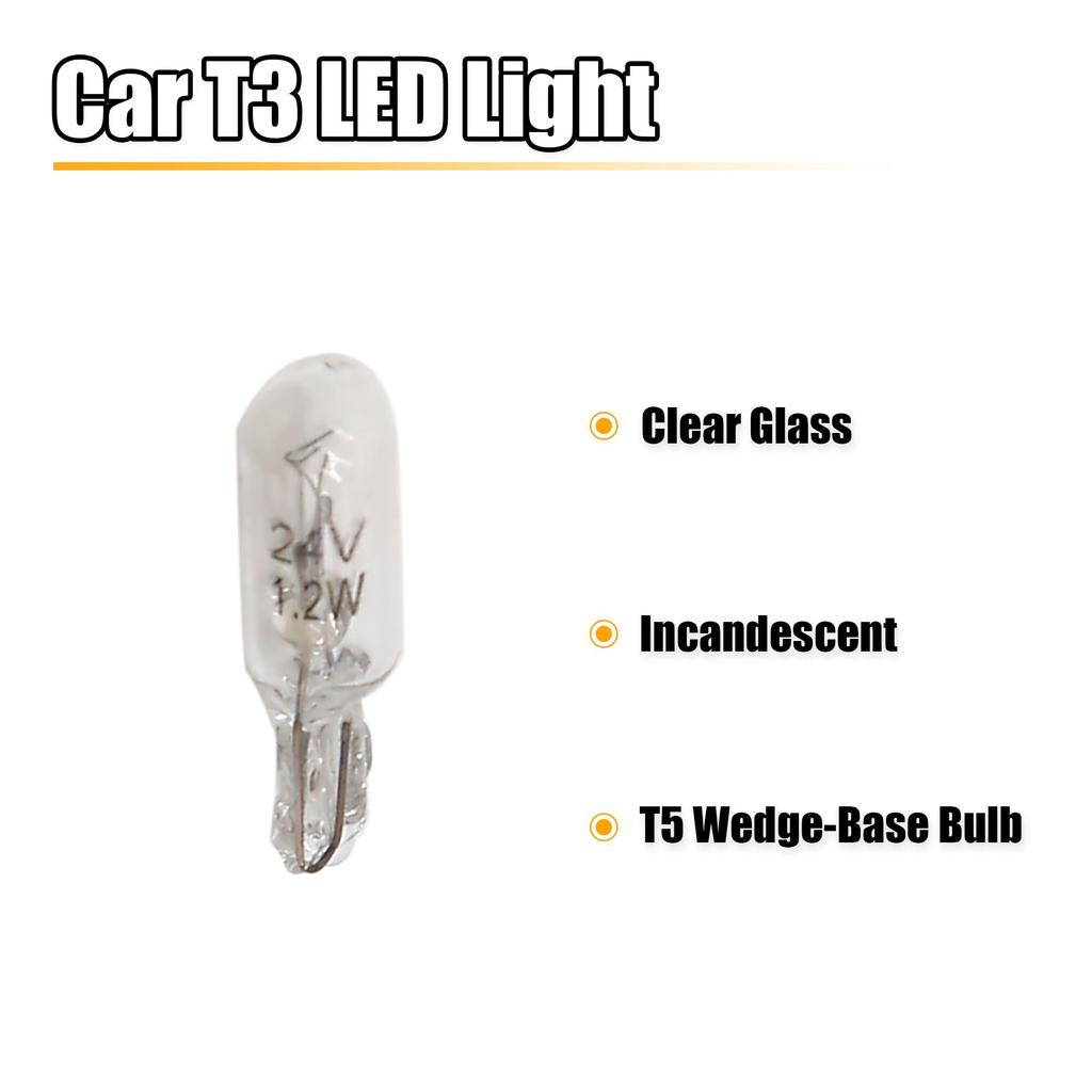 uxcell T5 Light Bulb Clear Light 24V 1.2W Instrument Light Indicator Light Pack of 20