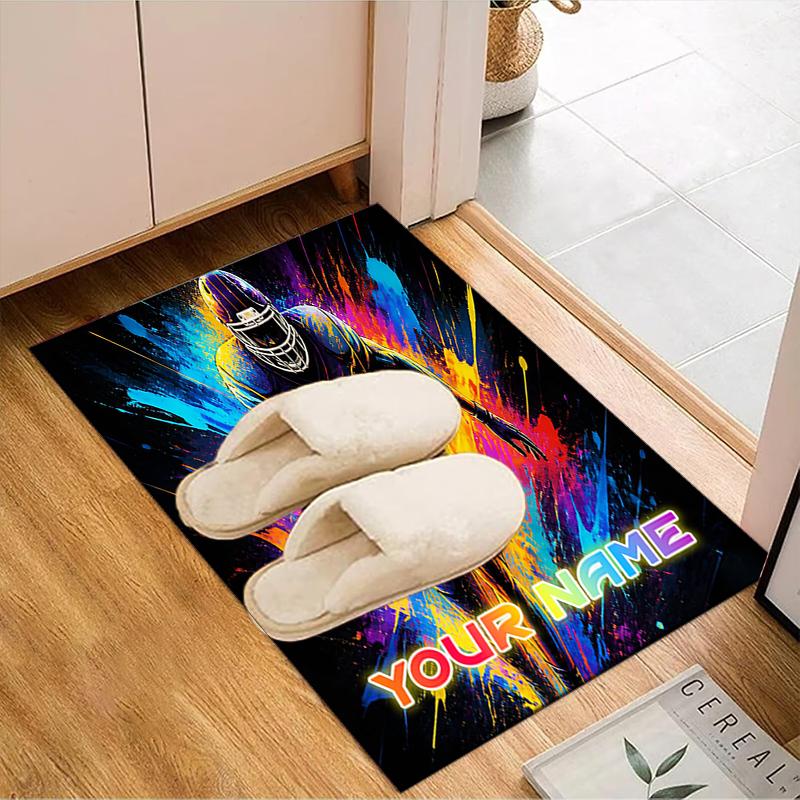 1PC Custom Name Dynamic Football Player Art Theme Floor Mat Ideal for Living Room, Game Rooms, Office, Bedroom,Floor Mat Playful Design171