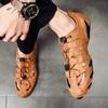 Большой размер пляжные сандалии обувь с отверстиями мужская обувь кожа 2021 лето дышащие тренд полые повседневная кожаная обувь