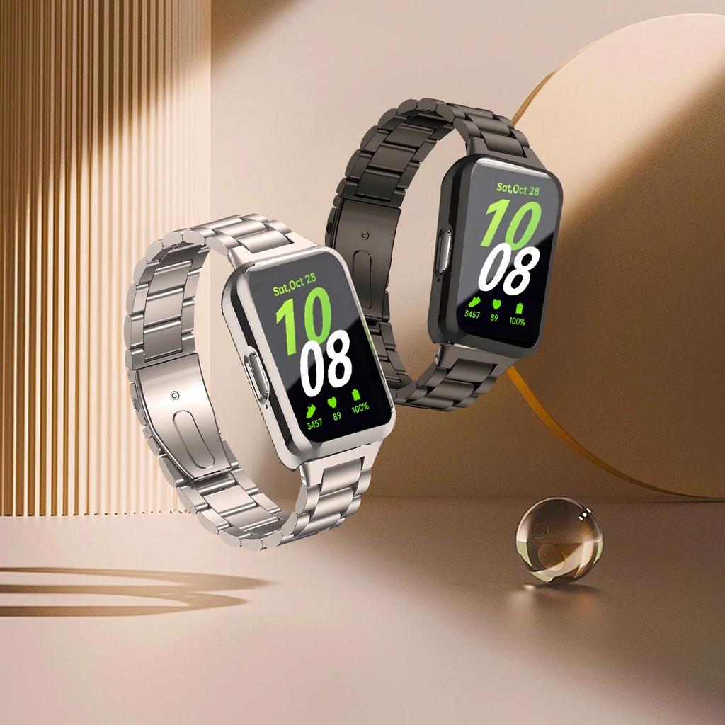 Чехол + ремешок из нержавеющей стали для Samsung Galaxy Fit 3, полный защитный чехол для экрана Samsung Galaxy Fit 3, аксессуары с металлическим ремешком