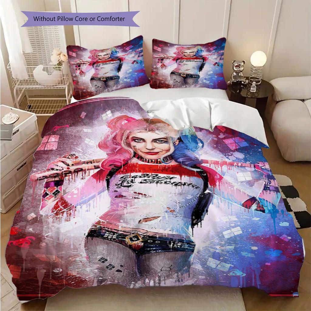 Harley Quinn Artistic Mastery Threepiece Set 1 Duvet Cover 2 Pillowcase Without Core Christmas Birthday Gift Bedding Set