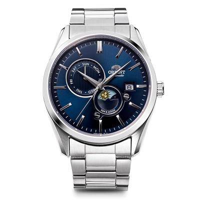 Автоматические часы Orient SUN & MOON, Современный стиль, Мужские, Темно-синие, RN-AK0303L, с гарантией японского производителя