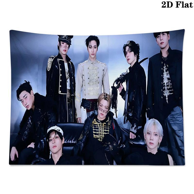 Ateez Poster Wall Tapestry Aesthetic Wall Hanging Printed Fabric Blanket Decorative Tapestries for Bedroom Living Room Home Decor