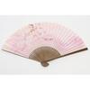 [Hasegawa] Kyoto Folding Fan, Cherry Blossom Pattern, Pink, Carved Dark Wood Ribs, Double-Sided Desi