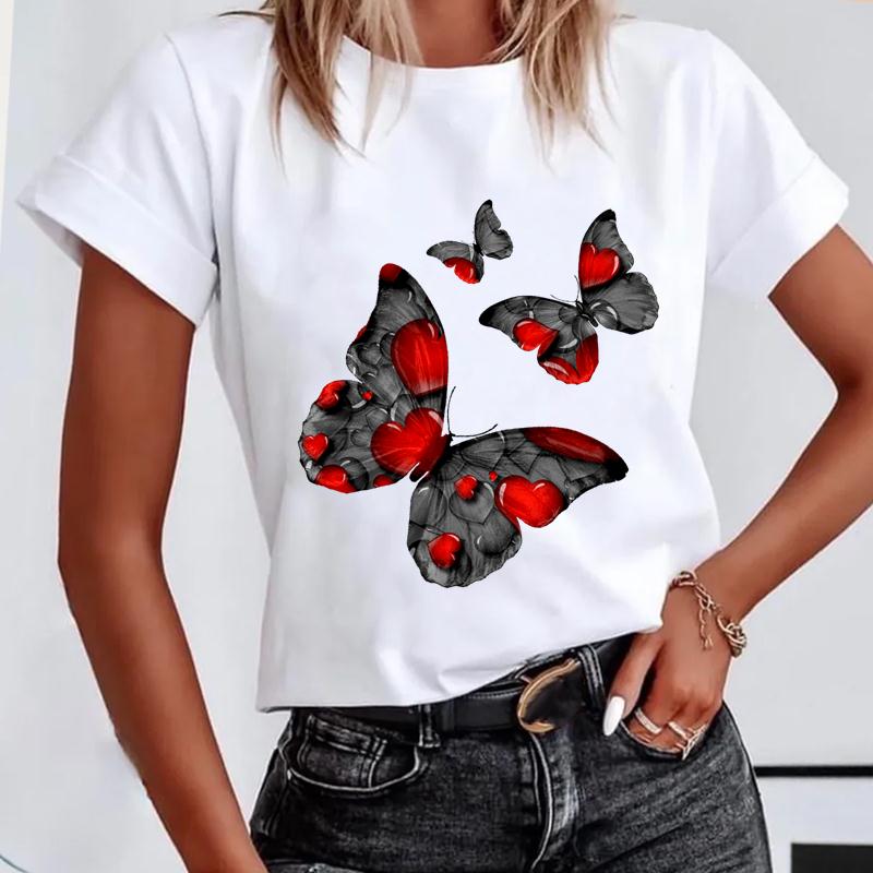 Short Sleeve Leopard Love Letter Trend Women's Print Tee Top Summer Fashion Tshirt Woman Female Basic T Clothing Graphic T-shirts