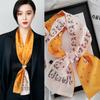 Luxury Design Women Summer Long Silk Scarf Hair Headband Foulard Skinny Bag Scarves Neckerchief Lady Shirt Decorative Streamers