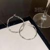 S925 Silver Needle Large Twisted Metal Hoop Earrings for Women - European & American Light Luxury Style