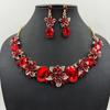 New European and American flower necklace earrings two-piece set exaggerated retro banquet jewelry set