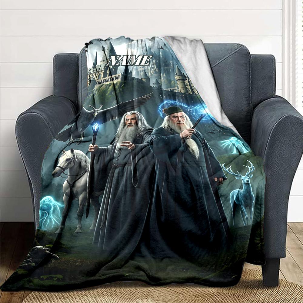 Custom Name Hogwarts Crest blanket for Couch & Bed, Plush Cozy Fuzzy Blanket Super Soft & Warm Blankets for Fall and Winter. 0908115