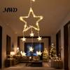 New Year Festive Atmosphere Light LED Christmas Window Star Decoration, Battery Operated Hanging Warm Non Punching Wall Ornament Lighted Shaped