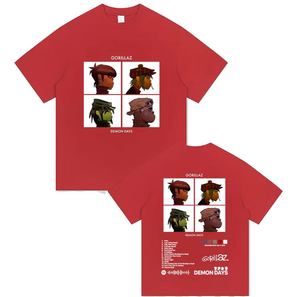 Rock Band Gorillaz Album Merch Printed T Shirts Unisexs Women Hip Hop Fashion Oversized Streetwear Male Soft Cotton Tshirt Tops
