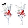 Christmas Tree Hanging Ornaments 2Pcs Glitter Ballet Girl Keychain, 2D Acrylic Pendant for Bag Backpack, Sparkling Fence Branch Decorations Dancer Car