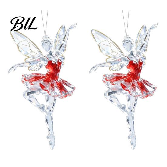Christmas Tree Hanging Ornaments 2Pcs Glitter Ballet Girl Keychain, 2D Acrylic Pendant for Bag Backpack, Sparkling Fence Branch Decorations Dancer Car