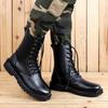 Men Fashion Trends High Quality Anti-slip Wearable Ankle Riding Mountaineering Touring Breathable Leather Black Motorcycle Boots