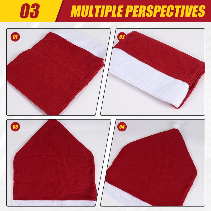 6 шт. Рождественские чехлы на стулья Чехлы на стулья в виде шапки Санты для столовой Праздничные рождественские украшения Красный