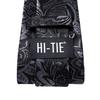 Hi-Tie Темно-черные, белые цветы, жаккардовые галстуки с узором пейсли, мужской шелковый галстук, карманные квадратные запонки, вечерние