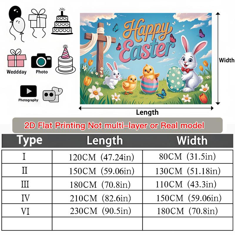 Bunny Garden Fence Banner, Outdoor Patio Lawn Party Polyester Decor
