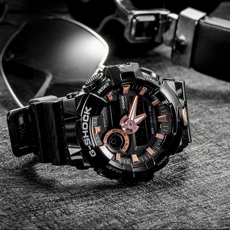 Casio Мужские часы с двойным дисплеем (жидкокристаллический/аналоговый) Серия Черные GA-710GBX-1A4PR