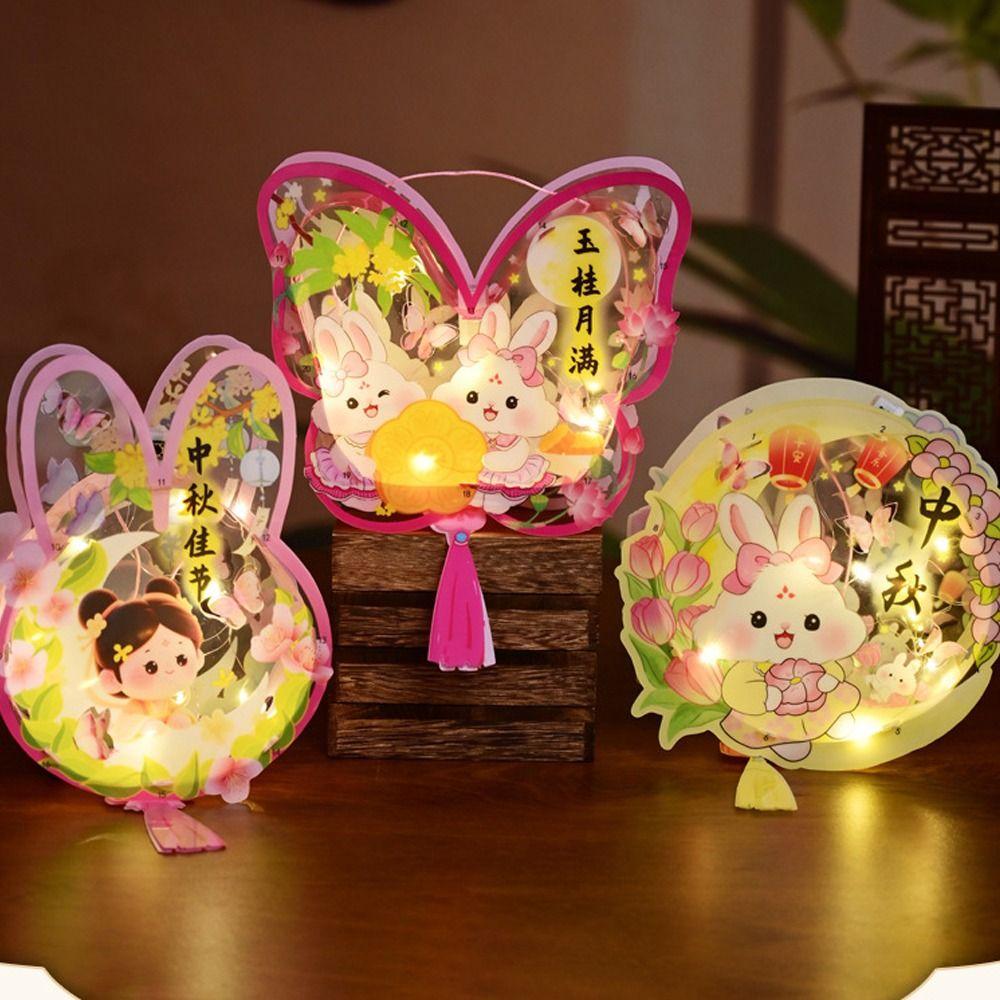 Portable Chinese Rabbit Lantern Cute LED Lantern Toys Handheld Paper Lantern Kindergarten