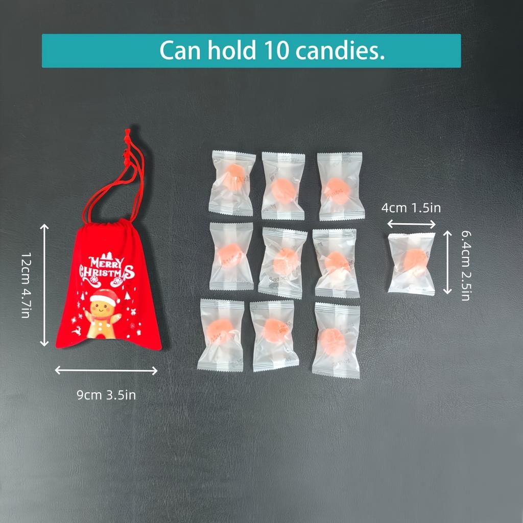 12 шт. Рождественских бархатных подарочных мешочков с завязками - идеально подходят для конфет, украшений и праздничных сувениров из ткани