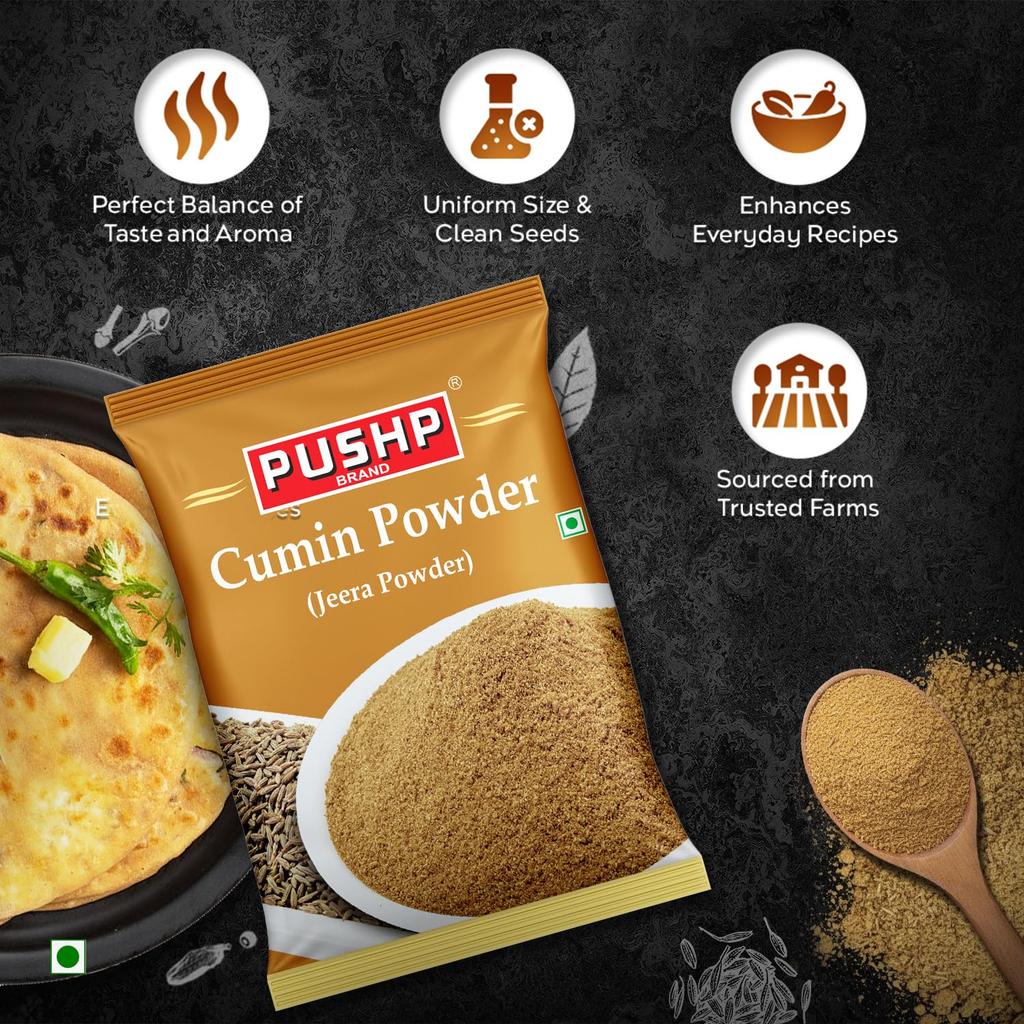Pushp Jeera Powder Pure Ground Cumin For Authentic Indian Cooking And Daily Kitchen Recipes Premium Aromatic Spice Blend 200G X 5PACK