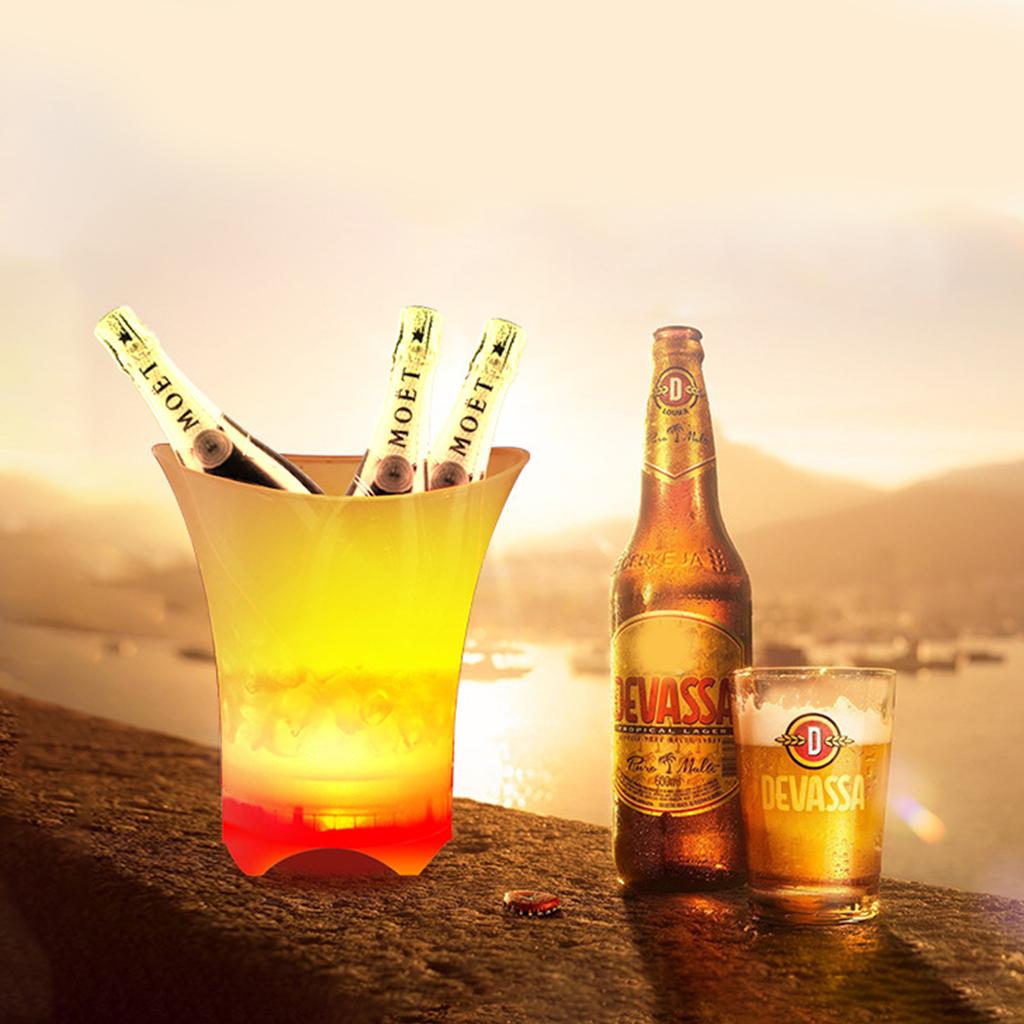 Светодиодное ведерко для льда с Bluetooth-динамиком, 5 л, большой вместимости, ведерко для льда для вина и пива, контейнер для напитков, с многоцветной подсветкой