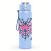 1PC Pink Spider Web Spider 750ml Color Plastic Sports Water Bottle Leakproof Flip Straw Lid Suitable for Sports Office Home Use