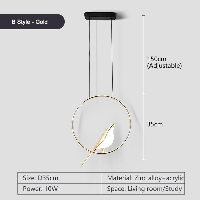 Rotatable Magpie Bird LED Pendant Light for Bedside Bedroom Indoor Gold Silver Hanging Lighting Chandelier Lamps Foyer AC85-265V