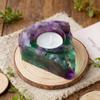 Colorful Natural Crystal Raw Stone Line Bases Incense Candle Stick Holders Crystals Cluster Aromatherapy Candlestick
