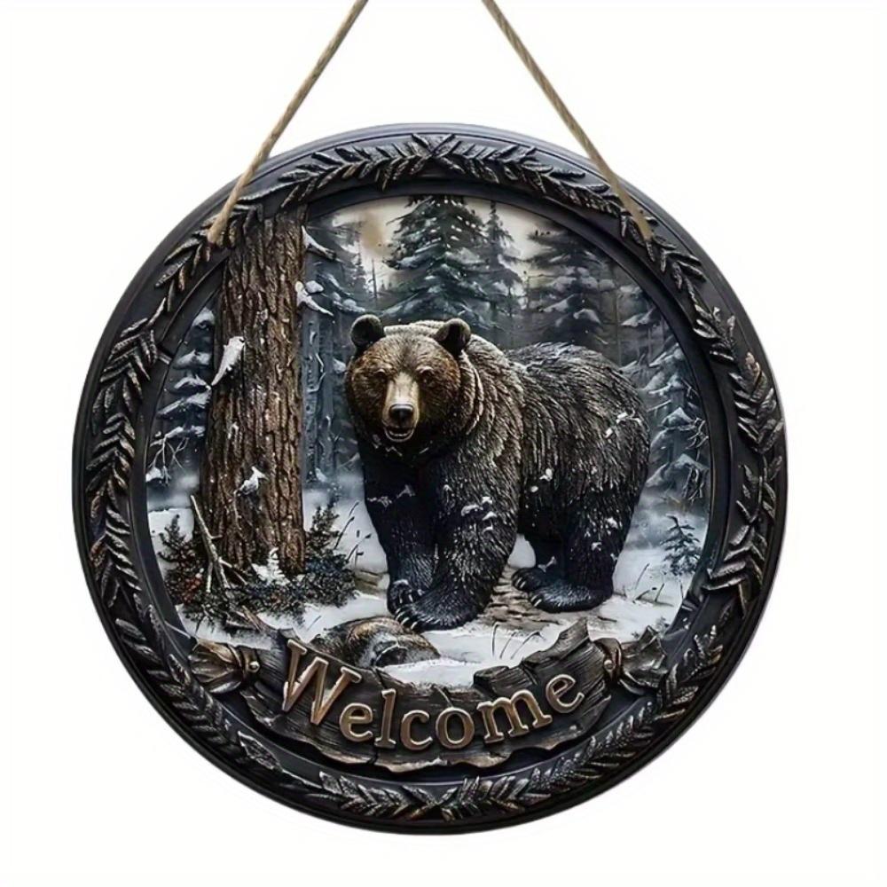 1 шт. 2d плоский деревенский стиль приветственный круглый деревянный знак - 20 см, животная тематика, подходит для домашнего зала, сада, бара, кафе, двери, украшения забора, подарка
