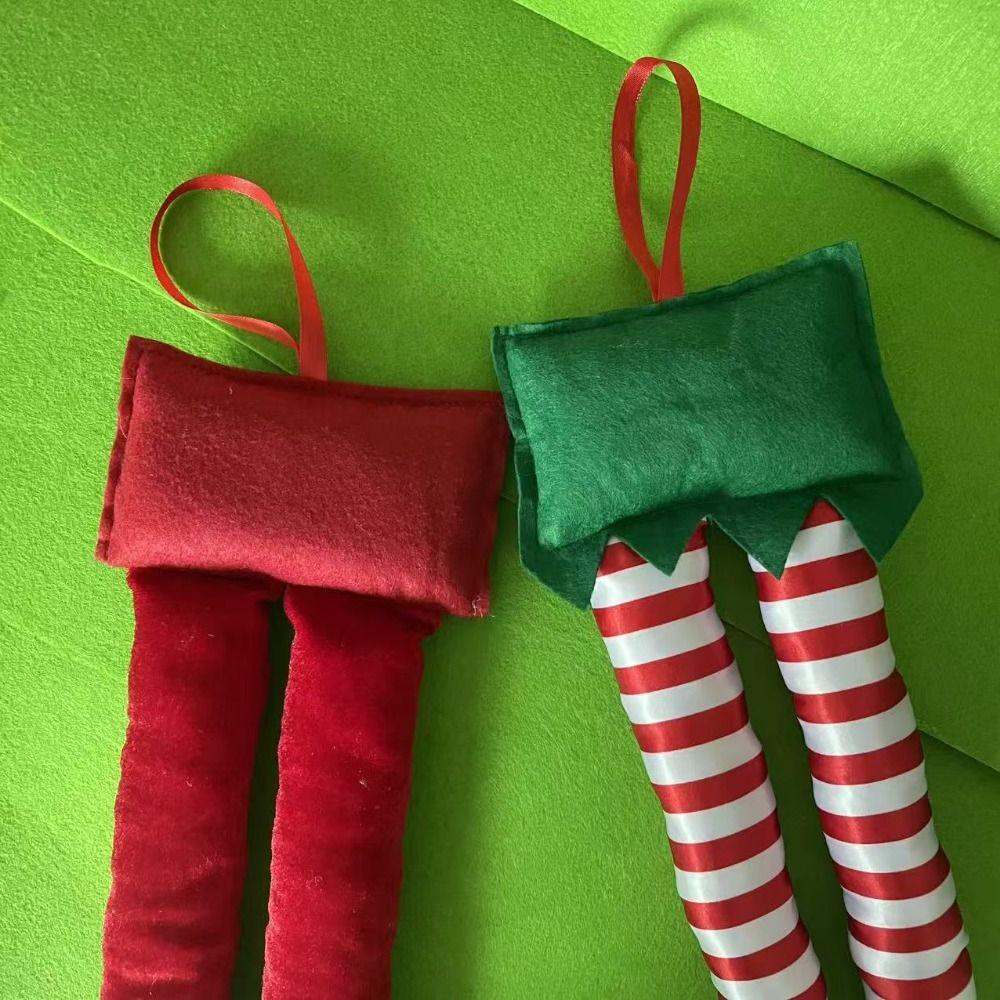 Soft Christmas Elf Legs Hanging Ornament Fireplace Mantel Decoration Home Holiday Party Decor
