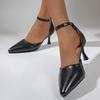 Plus Size British Style Stiletto Sandals with Buckle - Women's Summer Pointed Toe Flats
