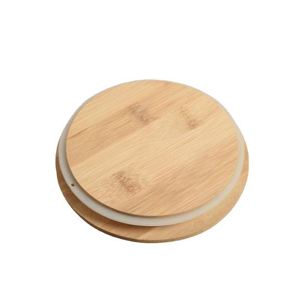 Bamboo Lid for Glass Jars - Sealed Round Lid for Mugs and Candle Cups