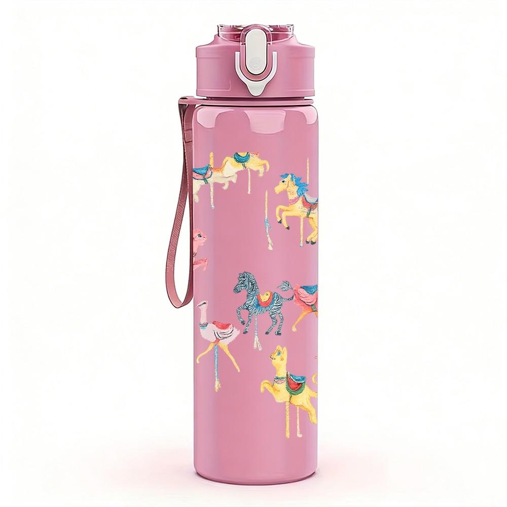 1PC Flying Crane Bird Group 750ml Color Plastic Sports Water Bottle Leakproof Flip Straw Lid Suitable for Sports Office Home Use