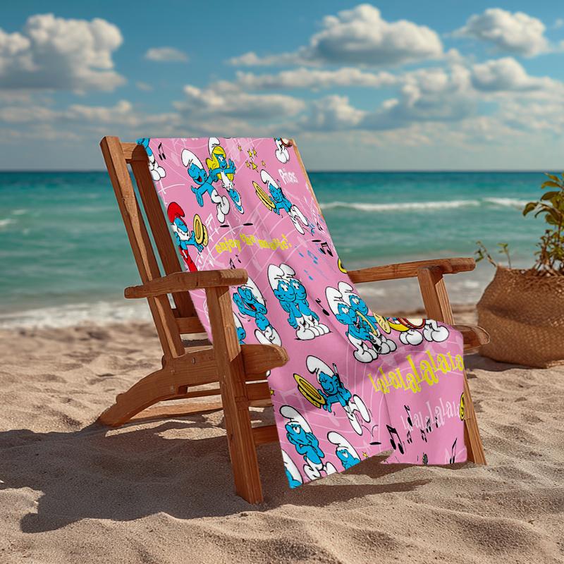 Ultra-Soft Beach Towel with The Smurfs Theme,Ideal for Pool - Camping, Diving - Perfect Travel Essential, Vibrant Beach Towel.