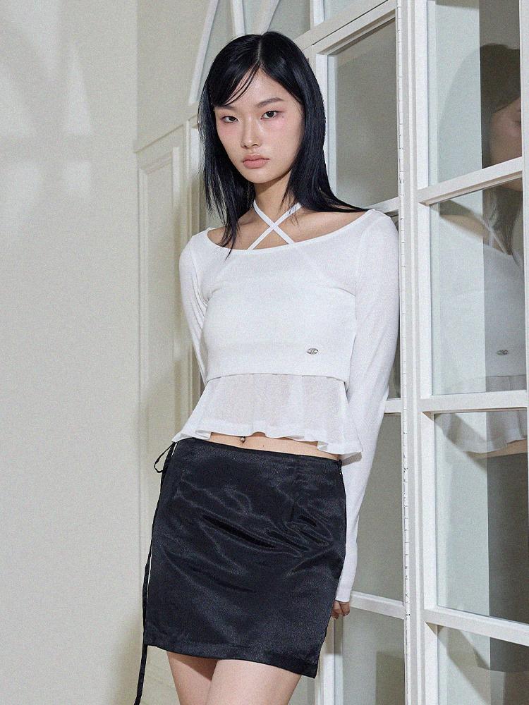 ITOV SEOUL Layered Crop T-Shirt Wh