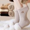 Women Winter Thermal Mink Socks Cartoon Capybara Print Soft Warm Fleece Comfortable Plush Socks Kawaii Sleep Floor Mid Tube Sock