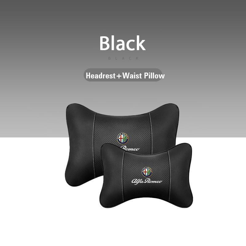 Car Neck Pillows Both Side Pu Leather Headrest Waist Pillow For Alfa Romeo Giulietta Mito 159 Giulia Stelvio 156 147 Tonale IM0
