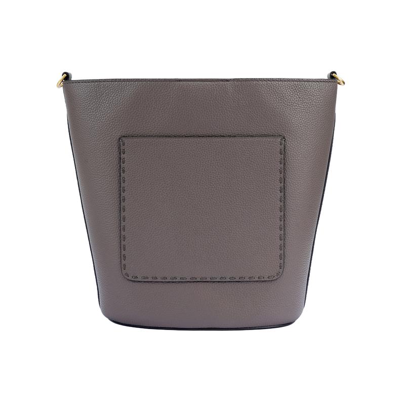 TORY BURCH Tang Liboqi McGraw's iconic double TLogo adjustable and detachable cross-body strap pebbled leather bucket bag hand-held 143544-963