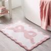 1pcs Pink Bow Bath Mat for Bathroom Cute Preppy Rugs with Scalloped Edges, Soft Microfiber, Ultra Absorbent, Non-Slip