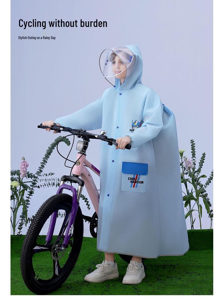 Детский полноразмерный водонепроницаемый велосипедный дождевик с чехлом для рюкзака, возраст 5-12 лет